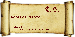 Kostyál Vince névjegykártya